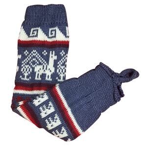 Alpaca Wool Silver Leg Warmer Peru Llama Design 19 Inches Long New